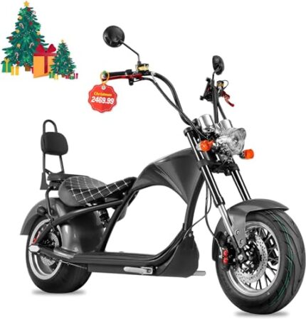eAhora 2000W 37MPH Electric Motorcycle for Adults, M1 2 Seater 40 Miles 60V 30Ah Lithium Battery Full Suspension Dual Hydraulic Brakes, Street Legal Electric Motorcycle(2024 Newest Upgraded)