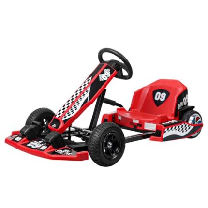 Go Kart, 36V Electric Ride On Go-Kart with Length Adjustable Frame and 350W Motor for Ages 8-12, 187 LBS, Max Speed 16 MPH, 3 Speed Crazy Drifting Cart for Racing and Immersive Gaming Red